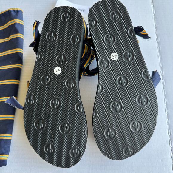 Sz 40 NWT Arizona Love x Jason Wu Trekky Sandals blue & yellow striped boho eco - Picture 2 of 9